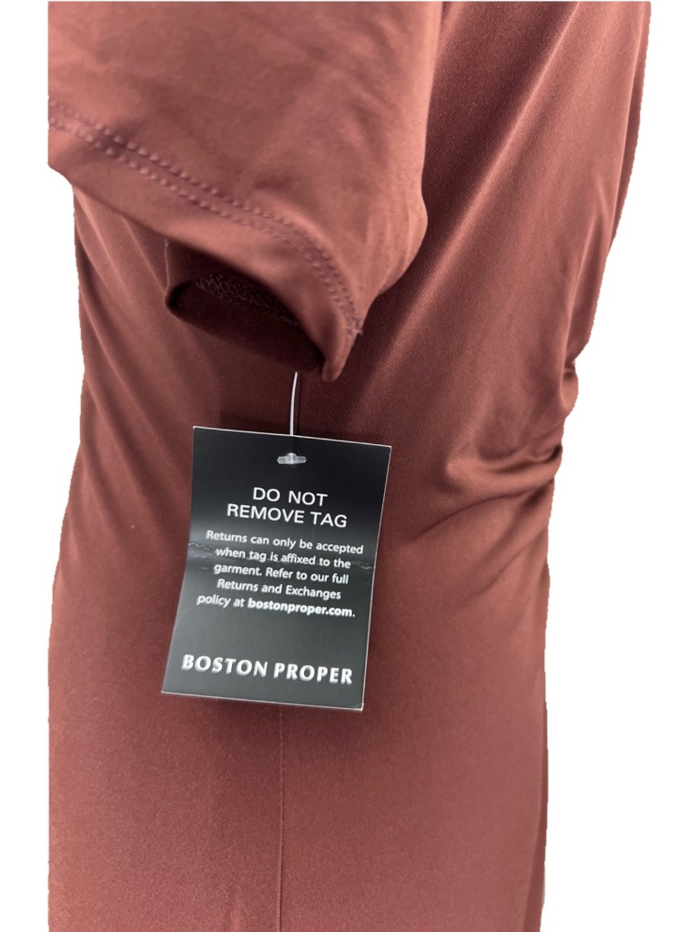 NWT Boston Proper Size Medium Ruched Maxi Dress Brown Deep V Stretch Bodycon - Picture 7 of 8